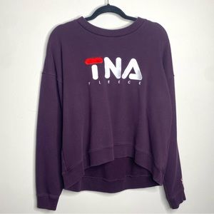 Aritzia TNA Fleece Athleisure Purple Crewneck Pullover Sweatshirt Medium